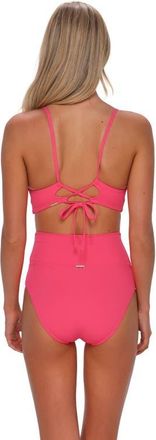 Sunsets Hannah High Waist Bikini Swim Bottoms in Posy Pink Crepe at Nordstrom, Size X-Large