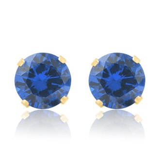 Pompeii3 1Ct TW Blue Sapphire 5mm Studs in 10k White or Yellow Gold