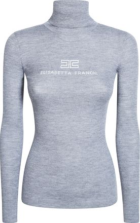 Elisabetta Franchi Ribbed Knit Wool-Blend Turtleneck