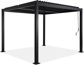 Sweeek P&eacute;rgola bioclim&aacute;tica 3x3m de lamas de aluminio y acero, negro