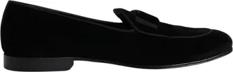 Dolce & Gabbana Black Velvet Loafers Formal Men Dress Mens Shoes (Pre-Owned)
