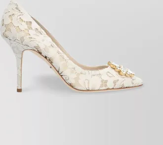Dolce & Gabbana embellished lace overlay pointed toe stiletto