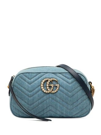Gucci 2016-2025 Small GG Marmont Matelasse Denim Pearly crossbody bag - Blu