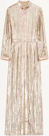 Valentino Embroidered Chiffon Dress Woman SILVER/PINK 36