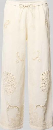 Jake*s Casual Culotte mit Lochstickerei und Eingrifftaschen in Beige, Gr&ouml;&szlig;e 34