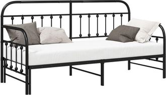 vidaXL Daybed Frame with Headboard Black 80 x 200 cm Steel Vidaxl