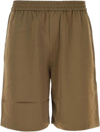 Nanushka Khaki Satin Bermuda Shorts - Heren - Korte Broeken - Groen - M - Satijn - Korte Broeken