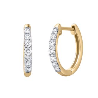 LuvMyJewelry Elina 0.3 Cts 14K Gold Diamond Huggie Hoop Earrings