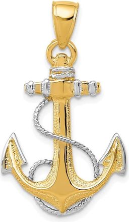 Diamond2Deal 10k Yellow Gold YG Rhodium Anchor Rope Pendant