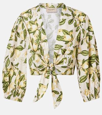 Adriana Degreas Printed cotton-blend crop top