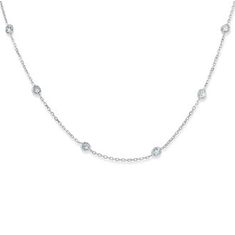 Pompeii3 1 1/2 Ctw Diamond Bezel Station Necklace 14K White Gold 18