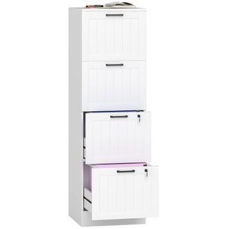 OEM Mueble Archivador Con 4 Cajones Cerraduras Carpetas A4 Y Carta 40x40x131 Cm Blanco