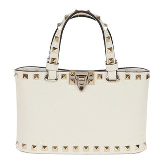 Valentino Garavani Handbags, female, Beige, Size: ONE SIZE Mini Rockstud Shopping Bag