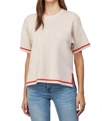 Fate Edge Contrast Trim Sweater Tee In Beige