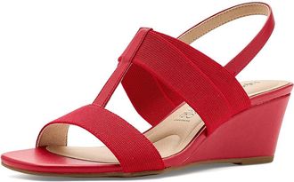 Life Stride Sweet Slingback Sandals Womens Wedge Shoes Fire Red : 9.5 M (B), Faux Leather/Textile