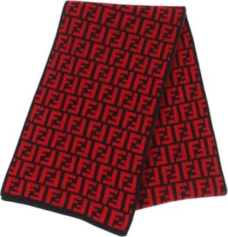 Fendi Pre-owned Wollen Sjaal - Dames - Vintage Accessoires - Rood - ONE Size - Wol - Vintage