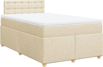 vidaXL Cama Box Spring Con Colch&oacute;n Tela Color Crema 120x190 Cm Vidaxl