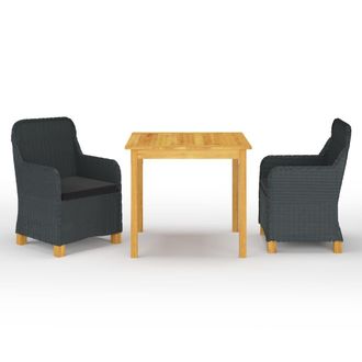 vidaXL Vidaxl - Juego De Comedor Para Jard&iacute;n 3 Piezas Gris Oscuro