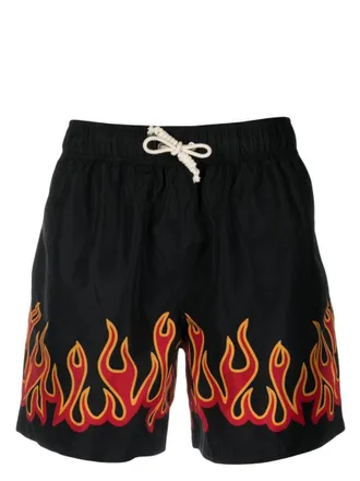 Palm Angels Black Graphic Swim Shorts