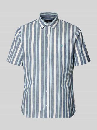 Lerros Slim Fit Freizeithemd mit Logo-Stitching in Marine, Gr&ouml;&szlig;e XXXL