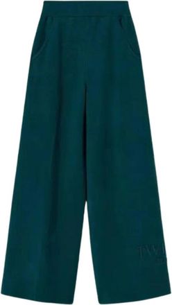 Twinset Donkergroene Damesbroek - Dames - Wijde Broeken - Groen - XS - Broeken