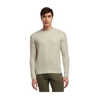 Brooks Brothers Truien & Vesten, Heren, Beige, XL, Wol, Pullover met kabelsteek en ronde hals