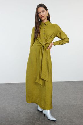 Trendyol Modest Dames Kaki Maxi Lang Avond / Dagelijks Recht Modest Jurken