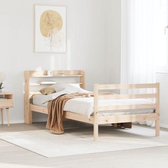 vidaXL Estructura De Cama Con Cabecero Madera Maciza De Pino 90x200 Cm Vidaxl