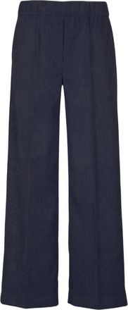 D.exterior Fijngebreide broek met wijde pijpen - Dames - Broeken - Blauw - Maat: S