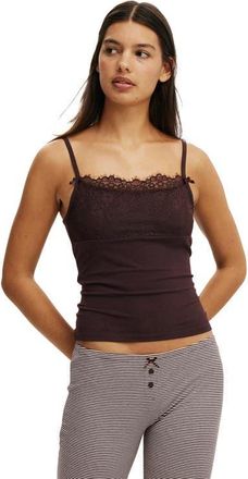 Cotton On Womens Dreamy Soft Lace Overlay Cami in Chocolate Plum at Nordstrom, Size Medium