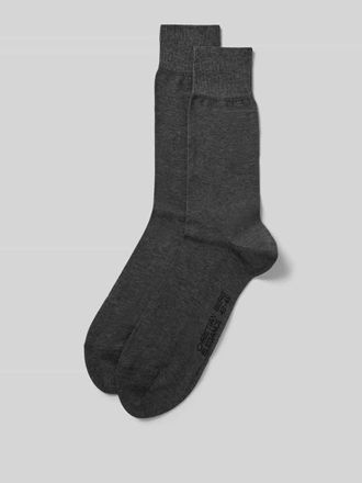 Christian Berg Socken mit Label-Print im 2er-Pack in Anthrazit, Gr&ouml;&szlig;e 43/46