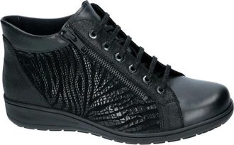 Solidus Kate Enkellaars - Dames - Veterlaarzen - Zwart - 36 EU - Leer - Schoenen