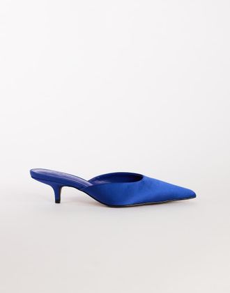 Topshop Gigi d&eacute;collet&eacute; con tacco basso in raso cobalto-Blu