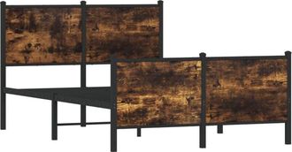 vidaXL Metal Bed Frame without Mattress Smoked Oak 120x200 cm Vidaxl