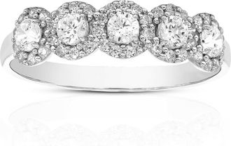 Vir Jewels 1/2 cttw Lab Grown Diamond 5 Stone Engagement Ring in 14K White Gold For Women