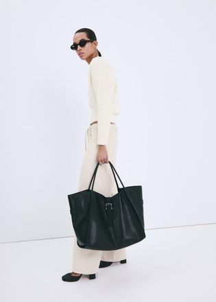 Mango Maglia a coste scollo incrociato grezzo - Donna - XS - MANGO