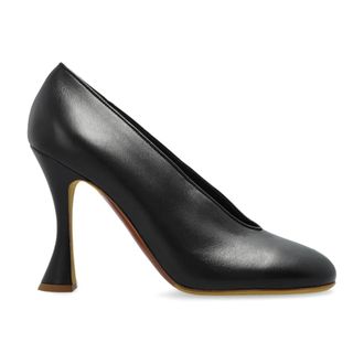 Moschino Pumps, female, Black, Size: 7 1/2 US Leather heeled shoes