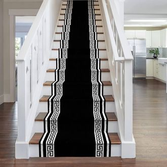 Runrug Stair Runner Carpet for Staircases - Soft & Comfy, 9mm - Key in Black | Size: 70 cm x 690 cm