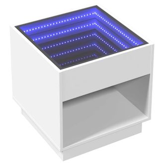 Berkfield Home Decorative Bedside Table with Infinity LED White 50x50x50 cm | Size: 50 x 50 x 50 cm