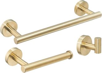 OEM Toallero De Ba&ntilde;o/soporte Para Papel Higi&eacute;nico/perchero Con Ganchos, Oro Cepillado, 3 Piezas, Accesorios De Ba&ntilde;o De Acero Inoxidable