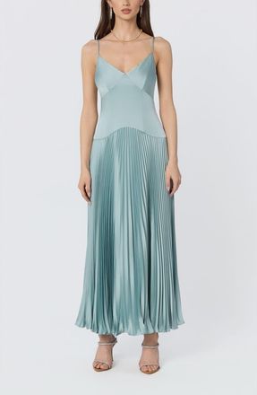 ASTR the Label Pleated Drop Waist Dress in Seafoam at Nordstrom, Size X-Large