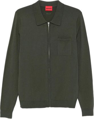 BOSS Cardigan con zip e tasca - Verde