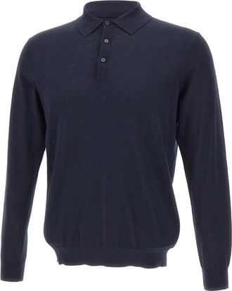 KANGRA Zijden-Katoen Polo - Heren - Ronde hals truien - Blauw - 2XL - Katoen - Truien & Vesten