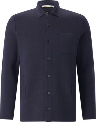 Maurizio Baldassari Shirt Collar Cardigan - Heren - Vesten - Blauw - 2XL - Truien & Vesten