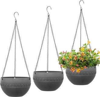 OEM Paquete De 3 Macetas Colgantes (di&aacute;metro De 21 Cm), Macetas Colgantes De Pl&aacute;stico Para Exteriores, Macetas Colgantes Con Riego Autom&aacute;tico Y Cadena Par