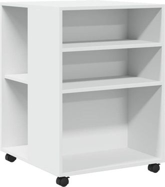 vidaXL Vidaxl - Side Table with Wheels White 55x60x78 cm Engineered Wood