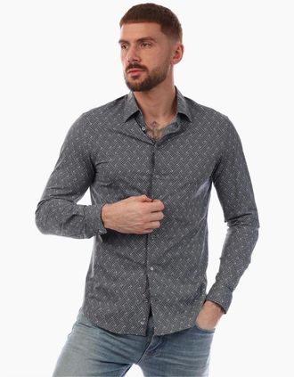 Emporio Armani Mens Slim Fit Shirt - Multi - Size: 44/Regular