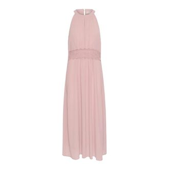 Kaffe Rose Tan Halternek Jurk met Geborduurde Details - Dames - Maxi kleedjes - Roze - 2XS - Polyester - Kleedjes