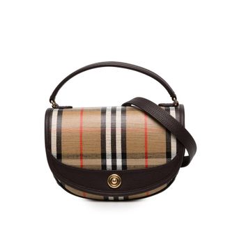 Burberry Pre-owned Burberry Leather Trimmed House Check Coated Canvas Highlands Satchel Ladies OV786V0MUNYW4BCH