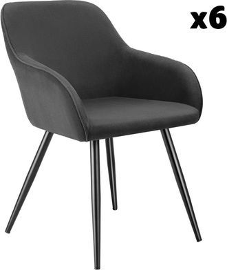 TecTake 6 Sillas de comedor con diseño de pana 58 x 62 x 82 cm antracita/negro